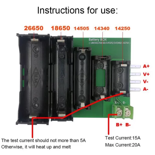 Battery BOX 14250, 14340, 14505, 18650, 26650 для електронних навантаженнь DL24P Atorch