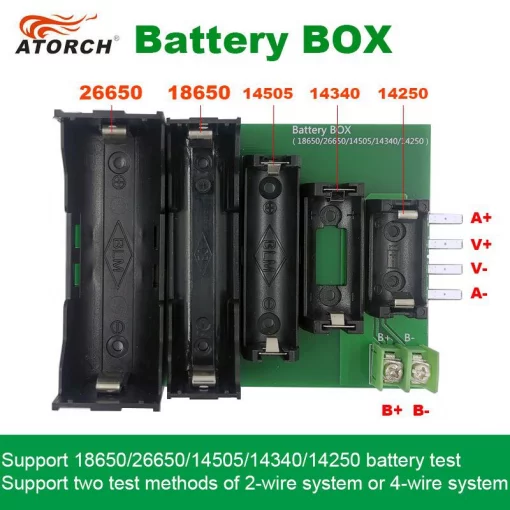 Battery BOX 14250, 14340, 14505, 18650, 26650 для електронних навантаженнь DL24P Atorch