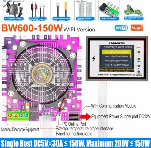 Модульне Електронне Навантаження Atorch BW600 150Вт 2-200В